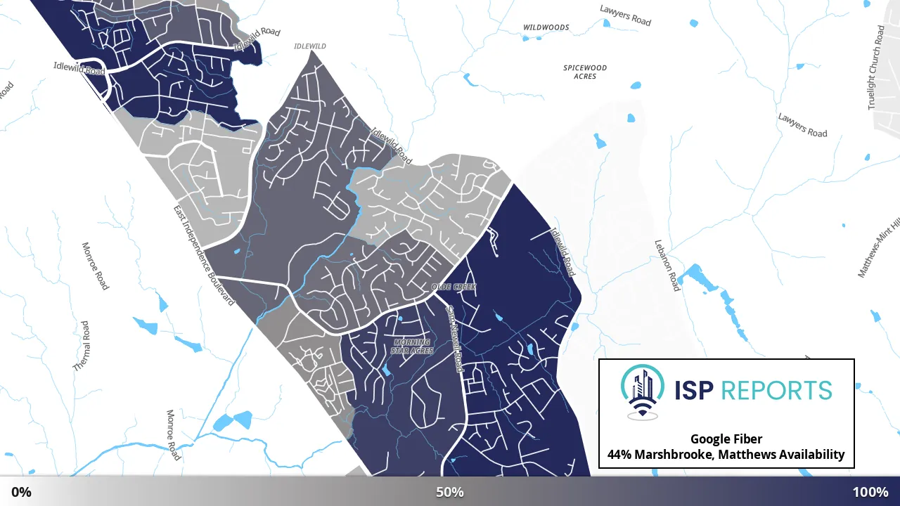 Marshbrooke, Matthews, NC map of internet availability