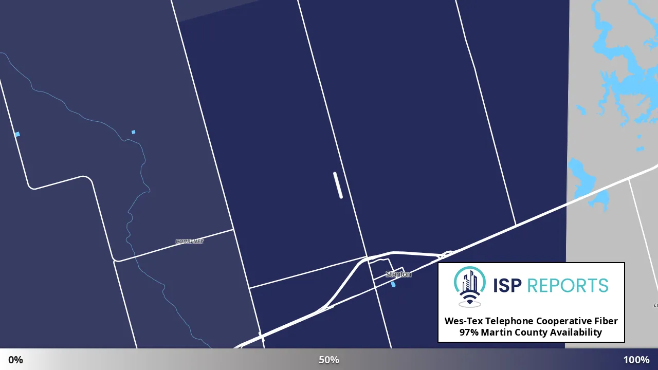 Martin County, TX map of internet availability