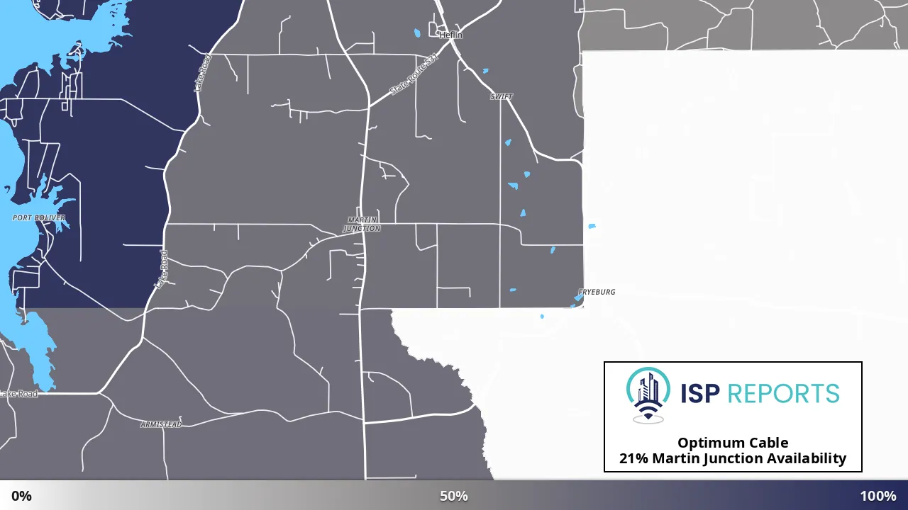 Martin Junction, LA map of internet availability