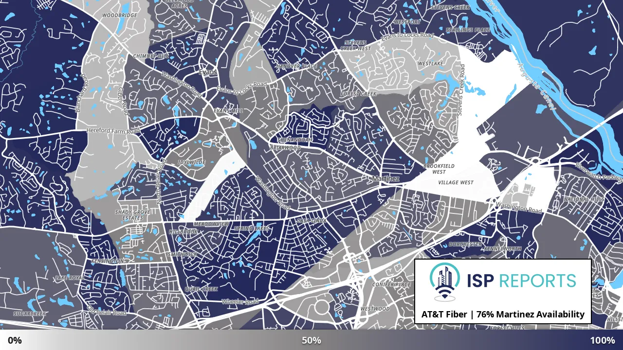 Martinez, GA map of internet availability