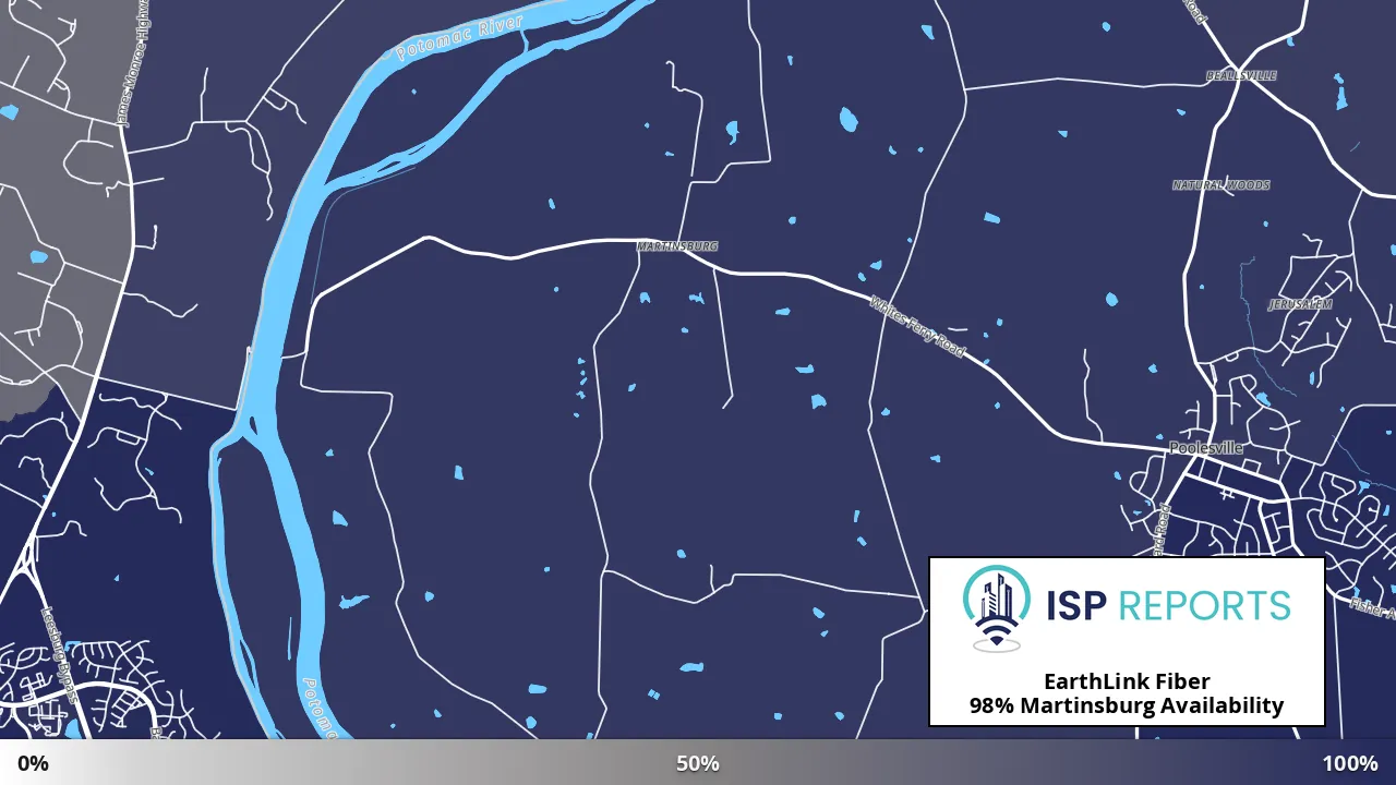 Martinsburg, MD map of internet availability