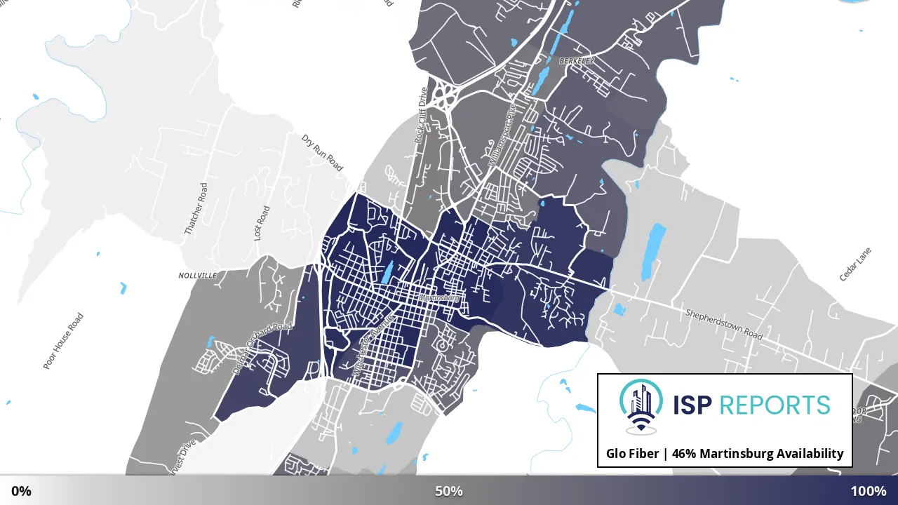 Martinsburg, WV map of internet availability