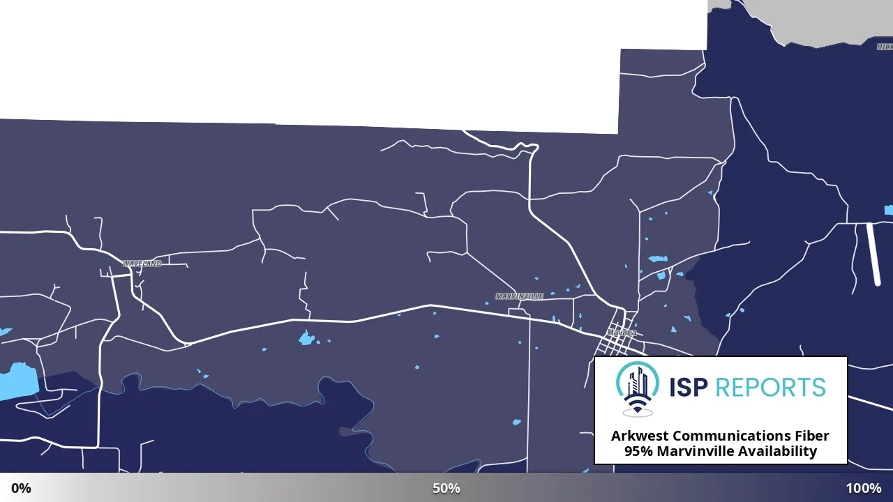 Marvinville, AR map of internet availability
