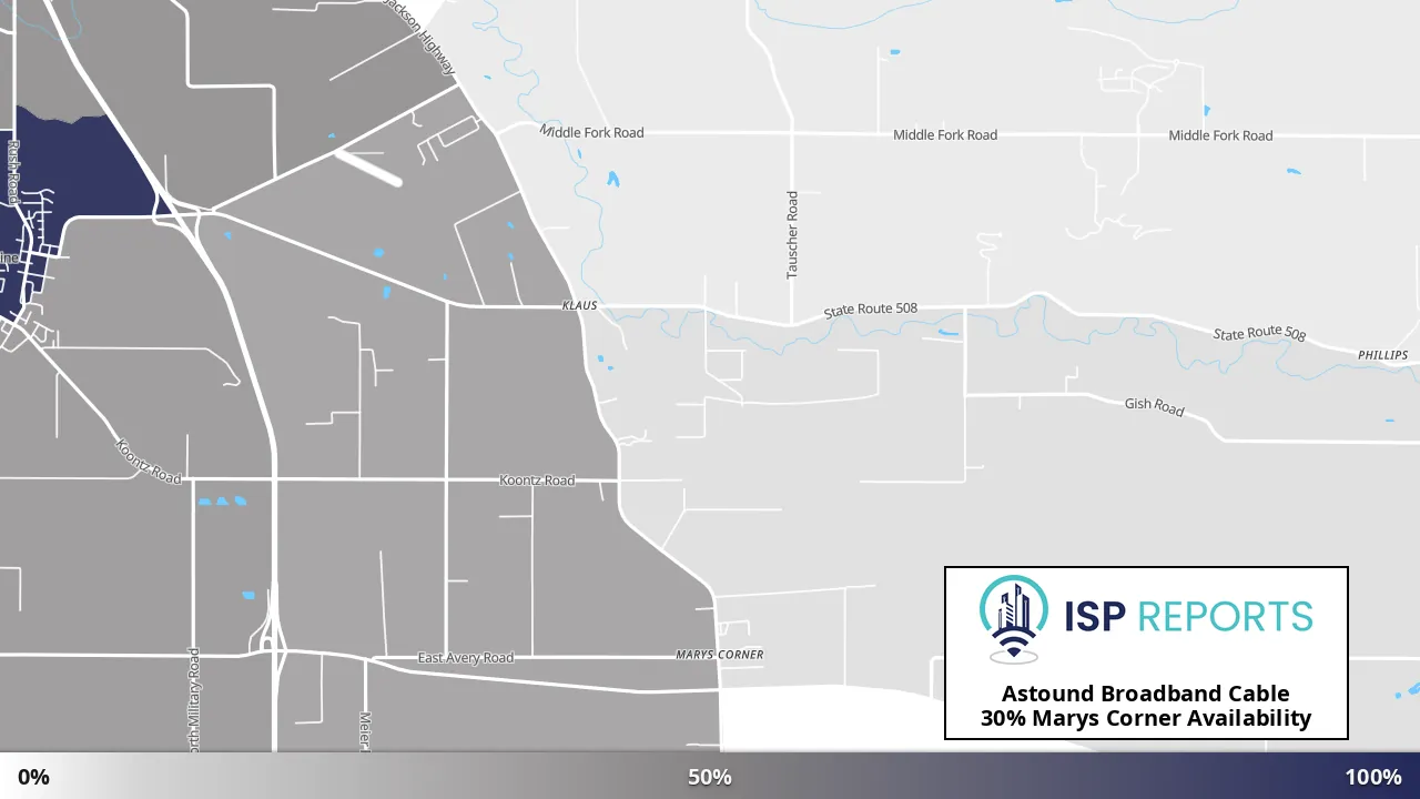Marys Corner, WA map of internet availability