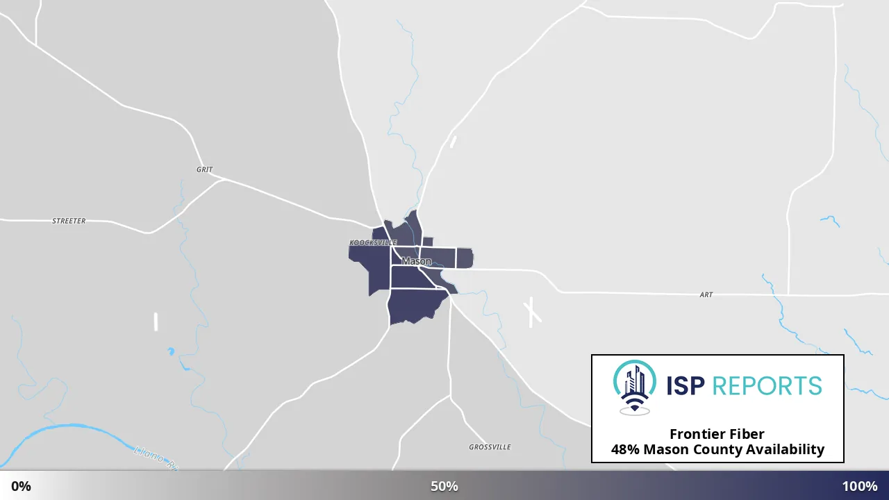 Mason County, TX map of internet availability