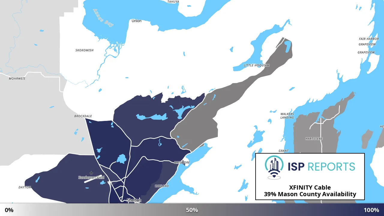 Mason County, WA map of internet availability