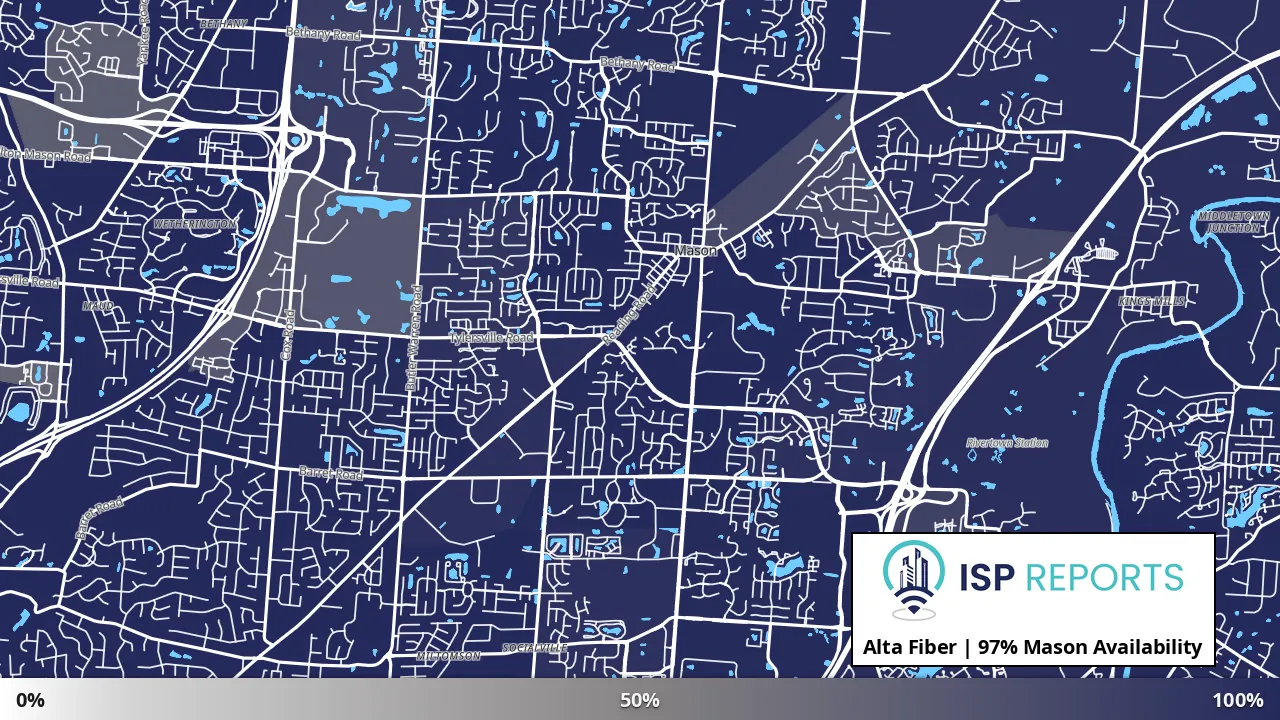 Mason, OH map of internet availability