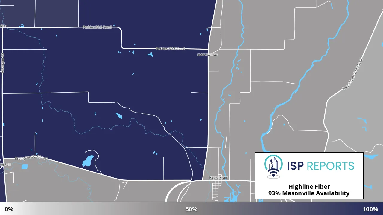 Masonville, MI map of internet availability