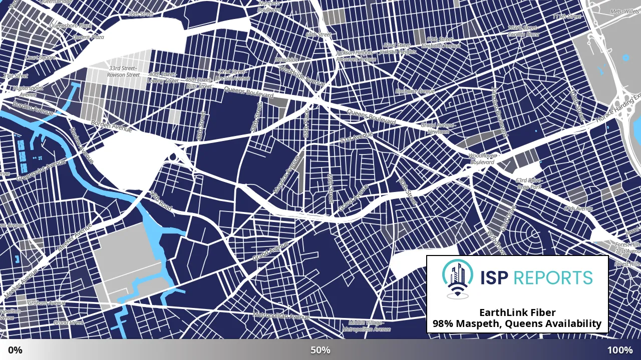 Maspeth, Queens, NY map of internet availability