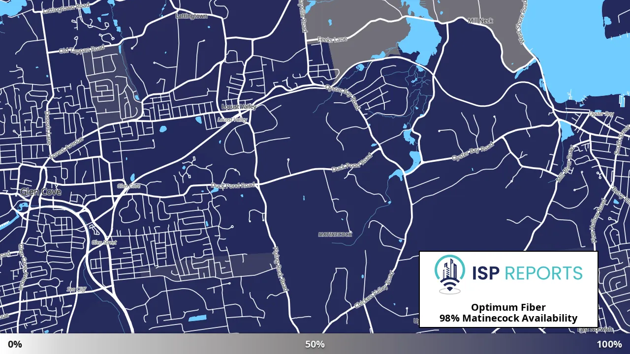 Matinecock, NY map of internet availability