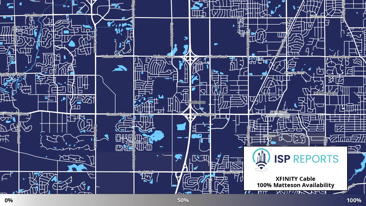 Matteson, IL map of internet availability