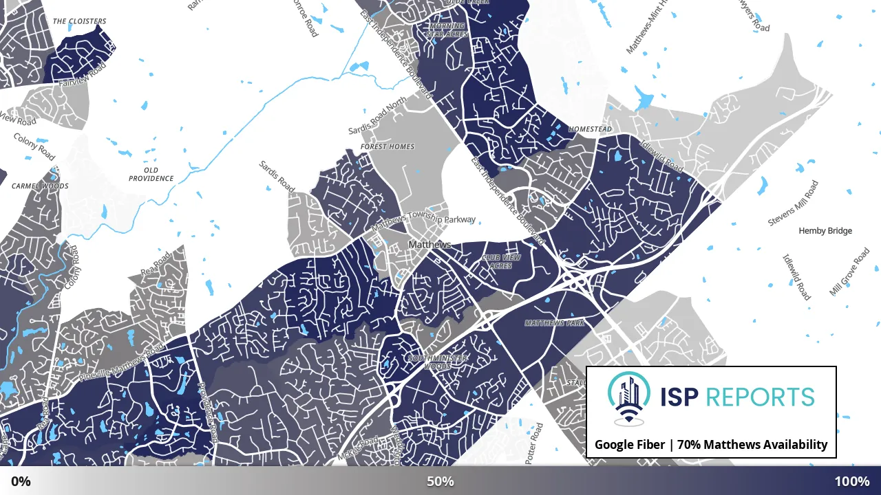 Matthews, NC map of internet availability