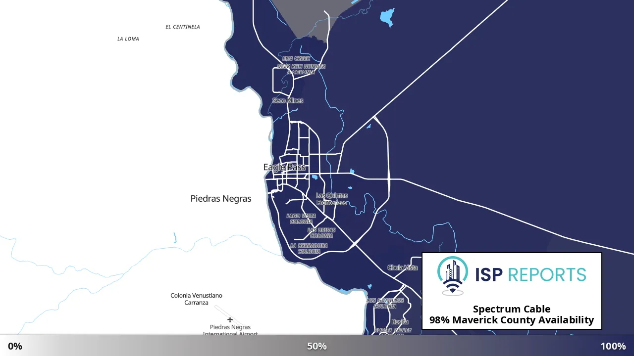 Maverick County, TX map of internet availability
