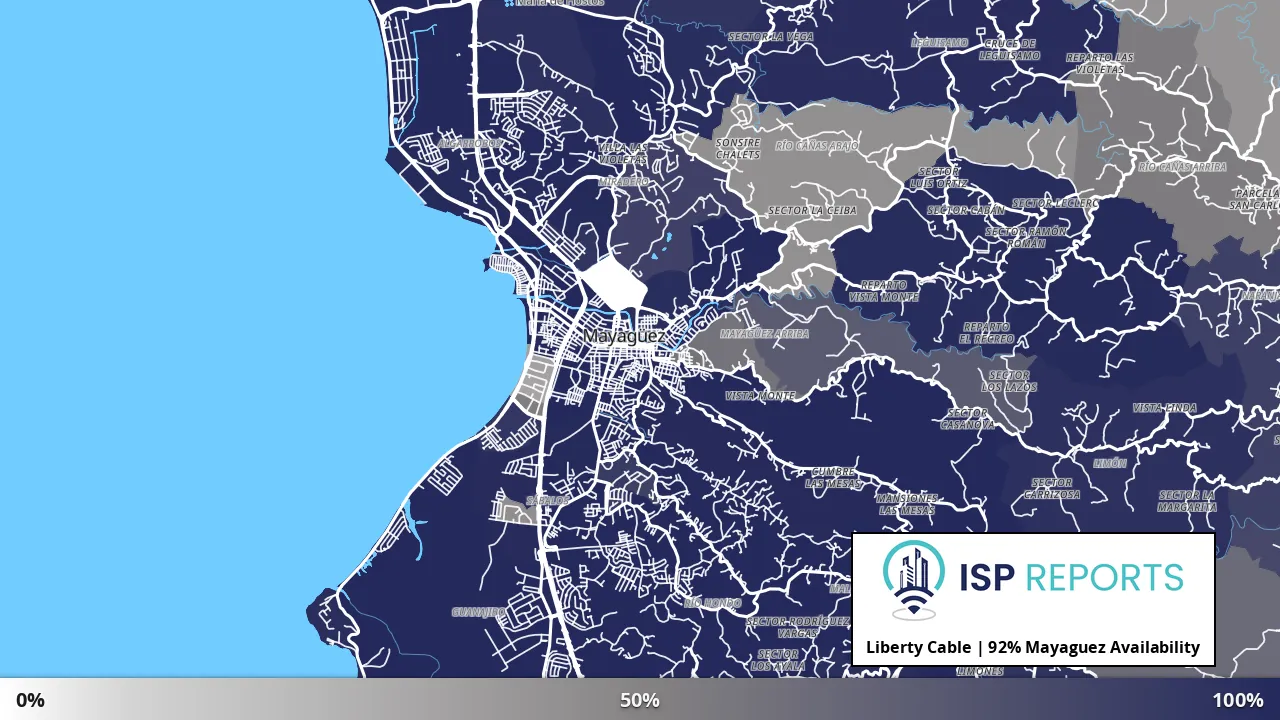 Mayaguez, PR map of internet availability