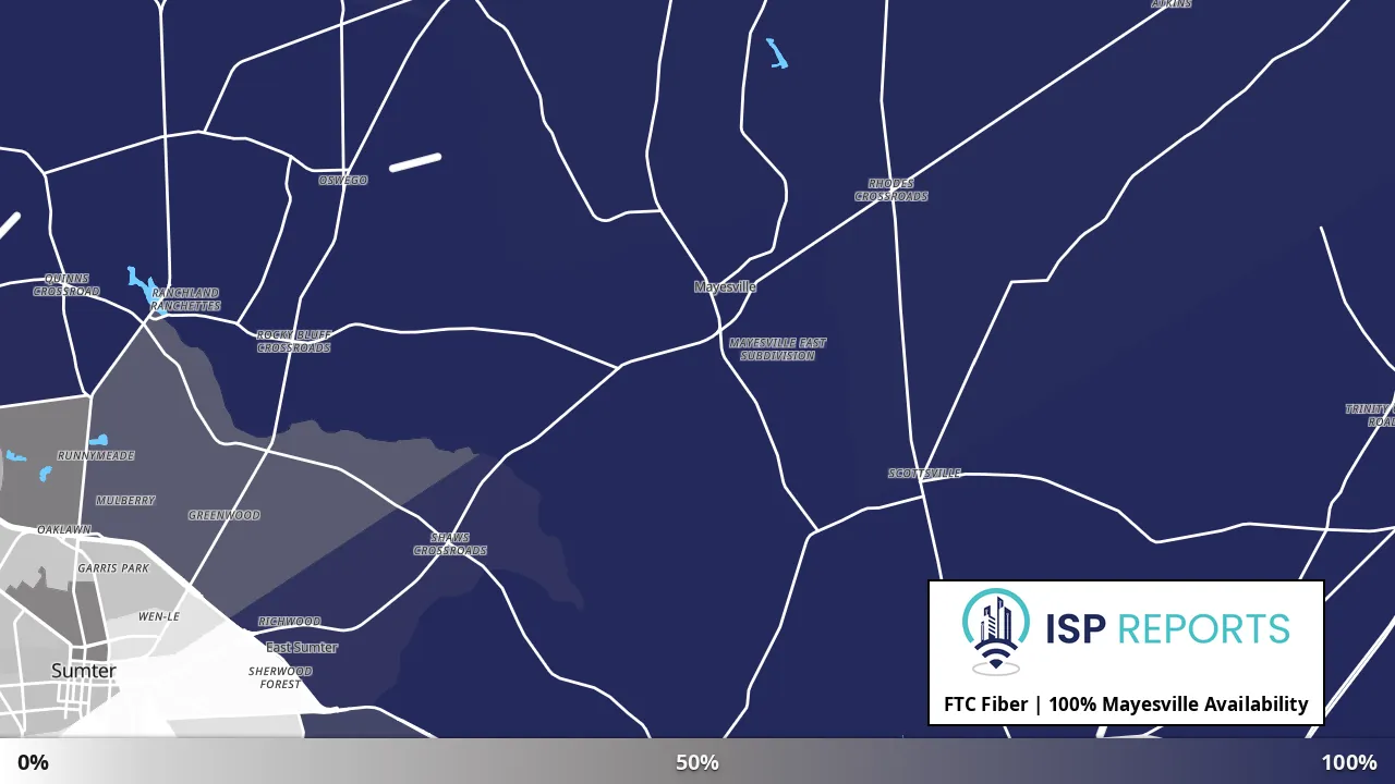 Mayesville, SC map of internet availability