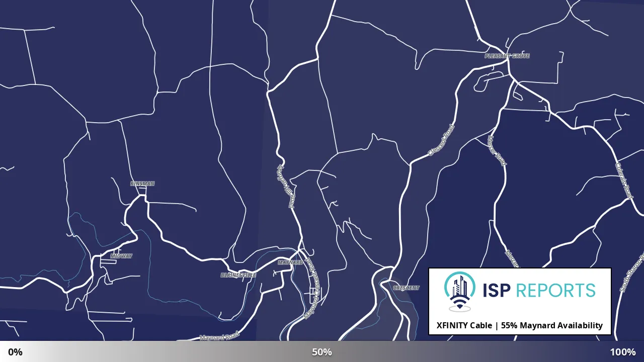 Maynard, OH map of internet availability