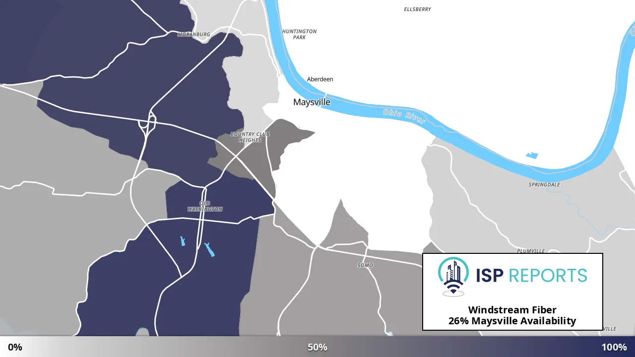 Maysville, KY map of internet availability