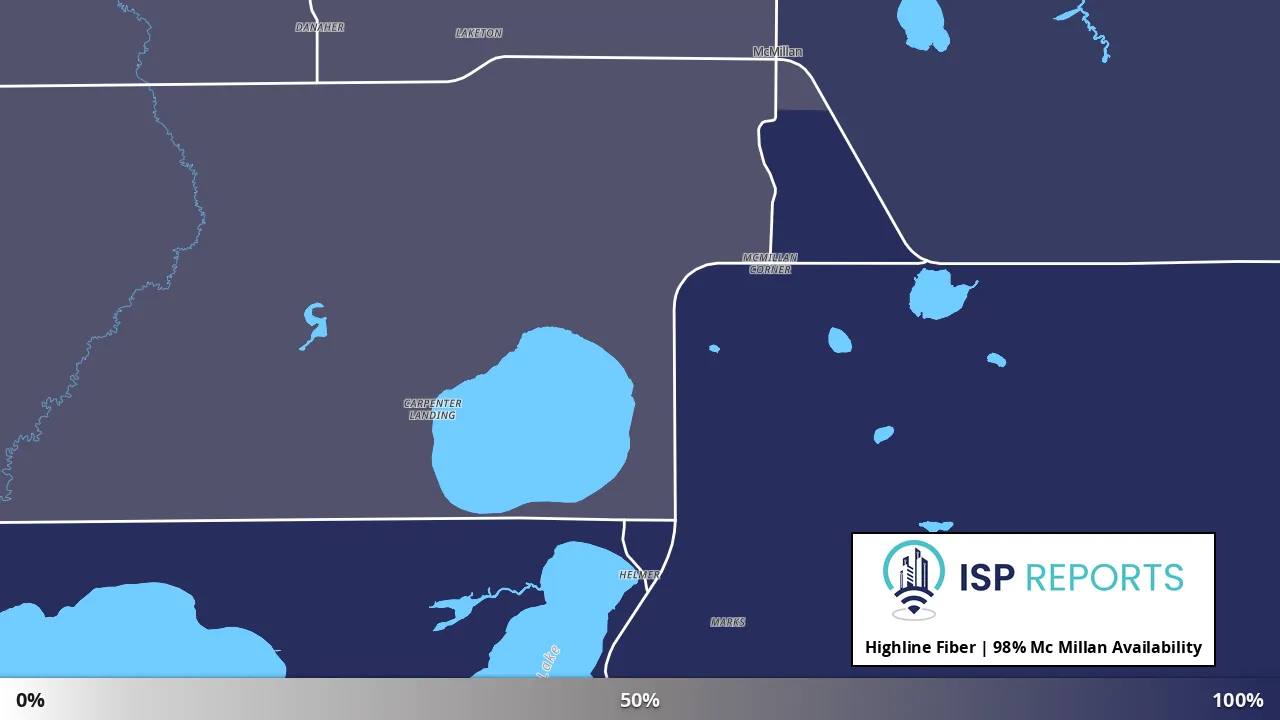Mc Millan, MI map of internet availability