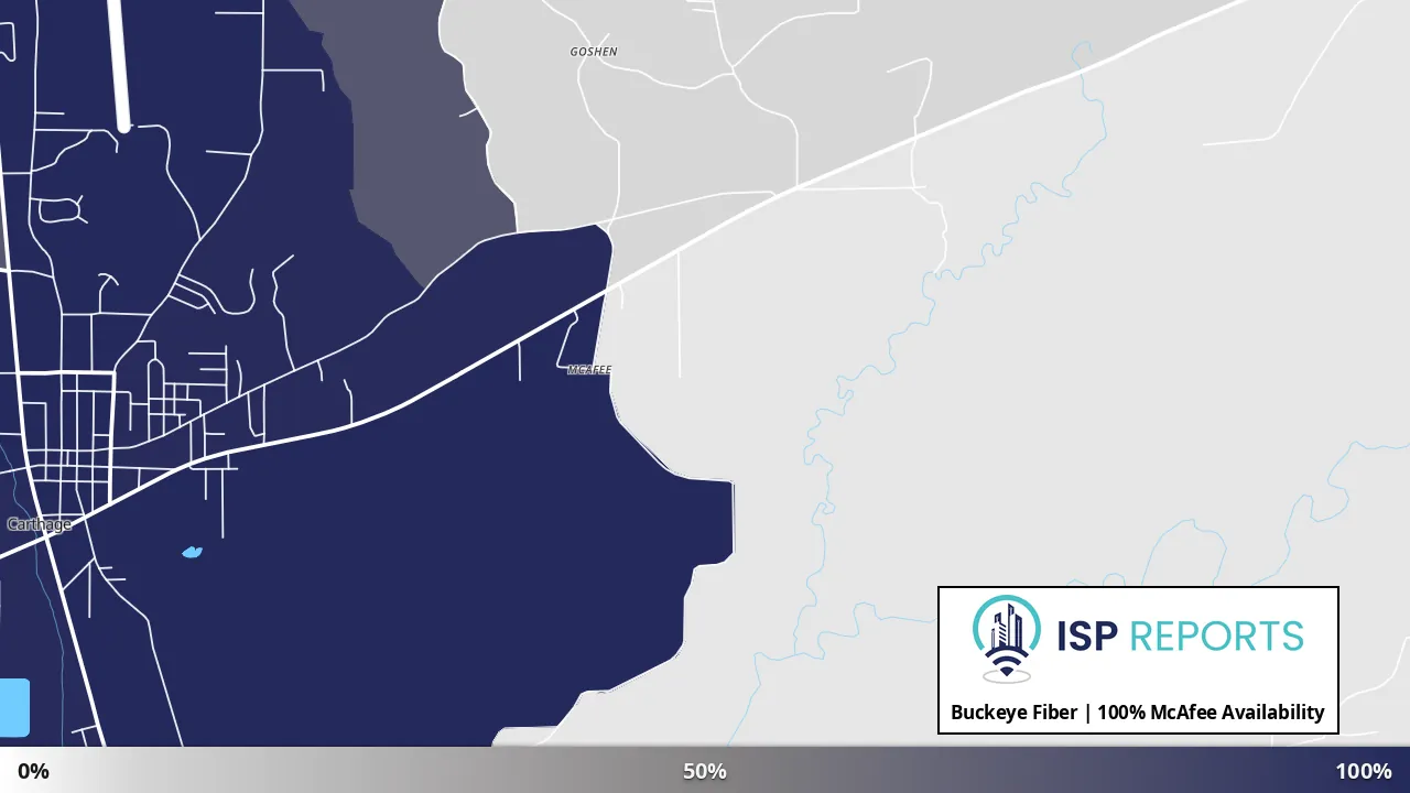 McAfee, MS map of internet availability