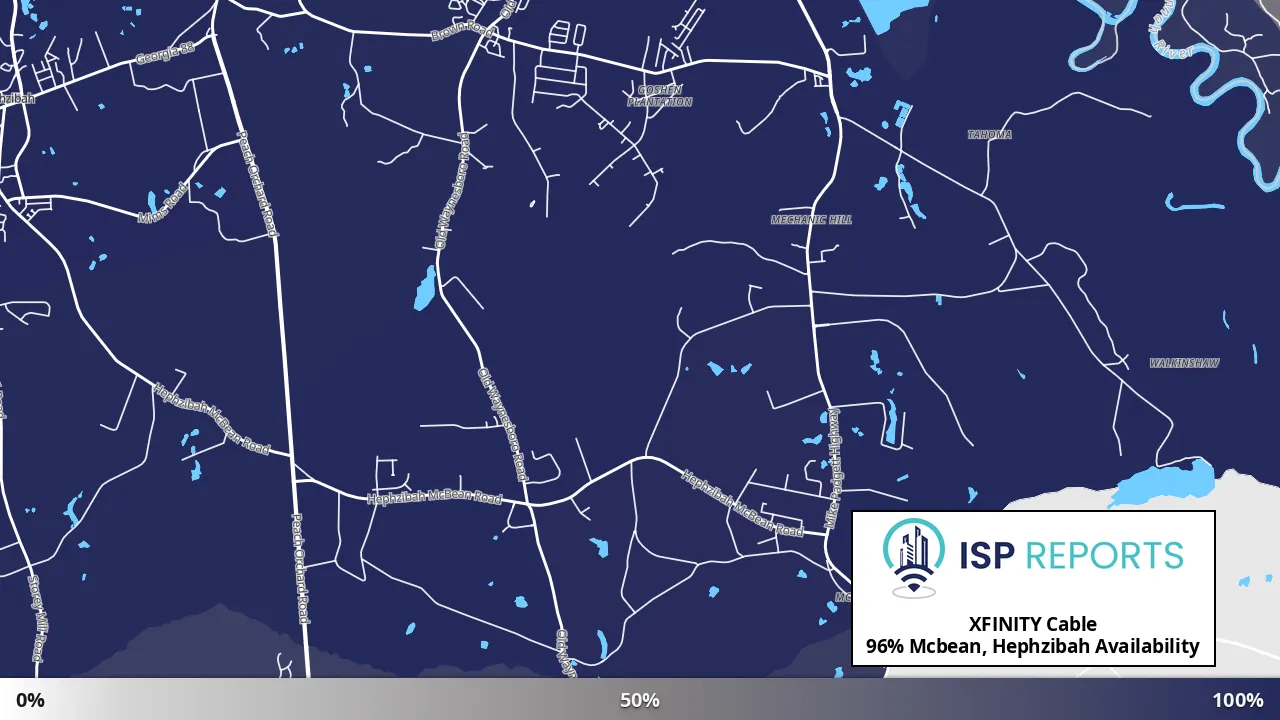 Mcbean, Hephzibah, GA map of internet availability