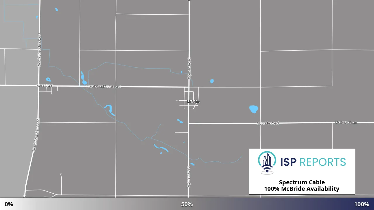 McBride, MI map of internet availability