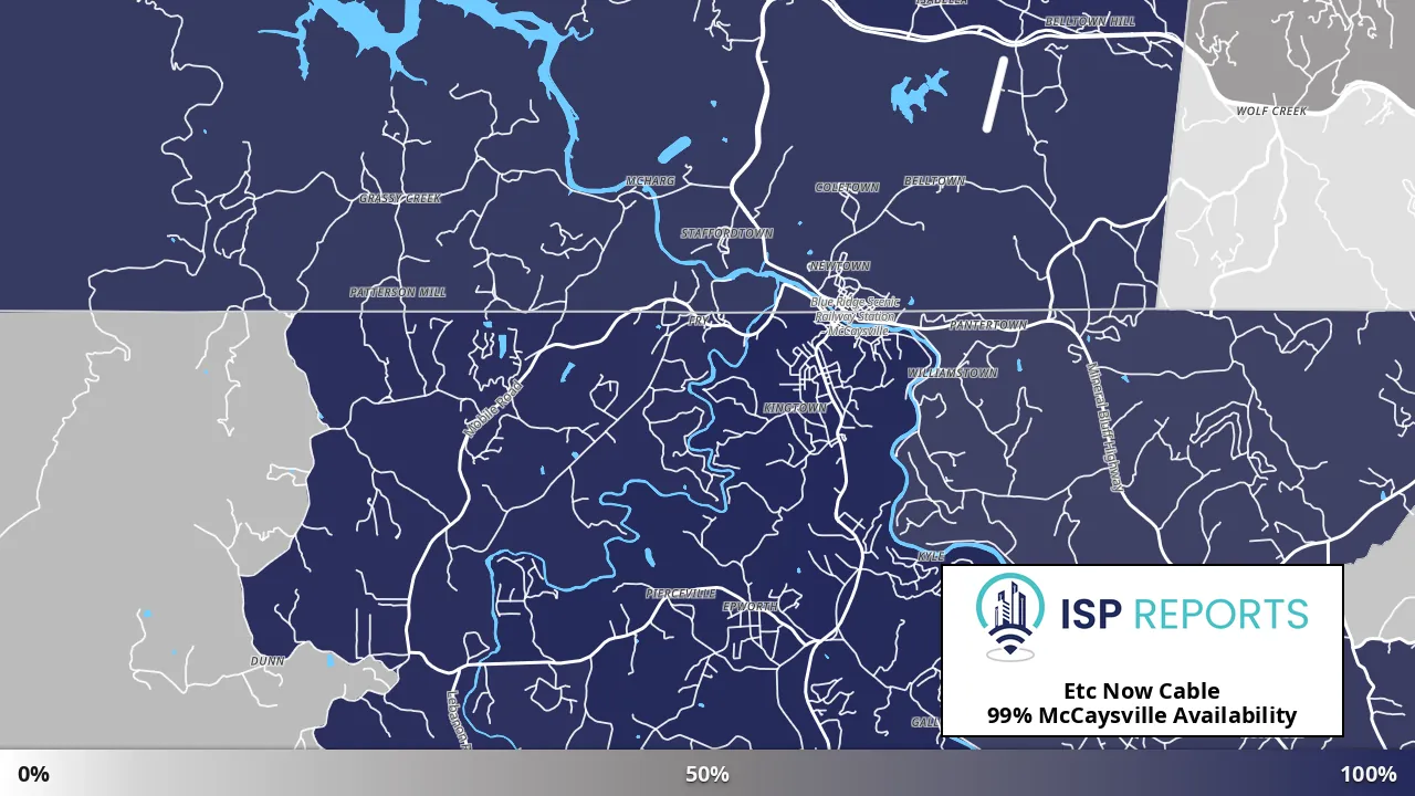 McCaysville, GA map of internet availability