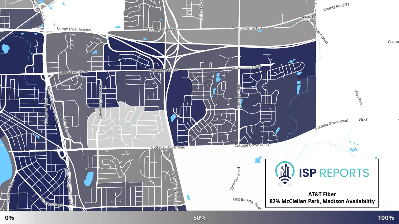 McClellan Park, Madison, WI map of internet availability