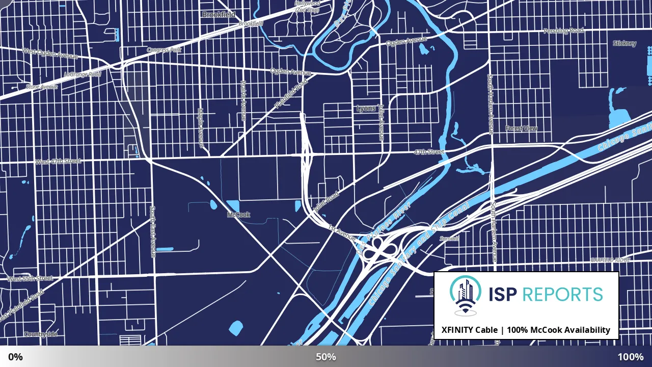 McCook, IL map of internet availability