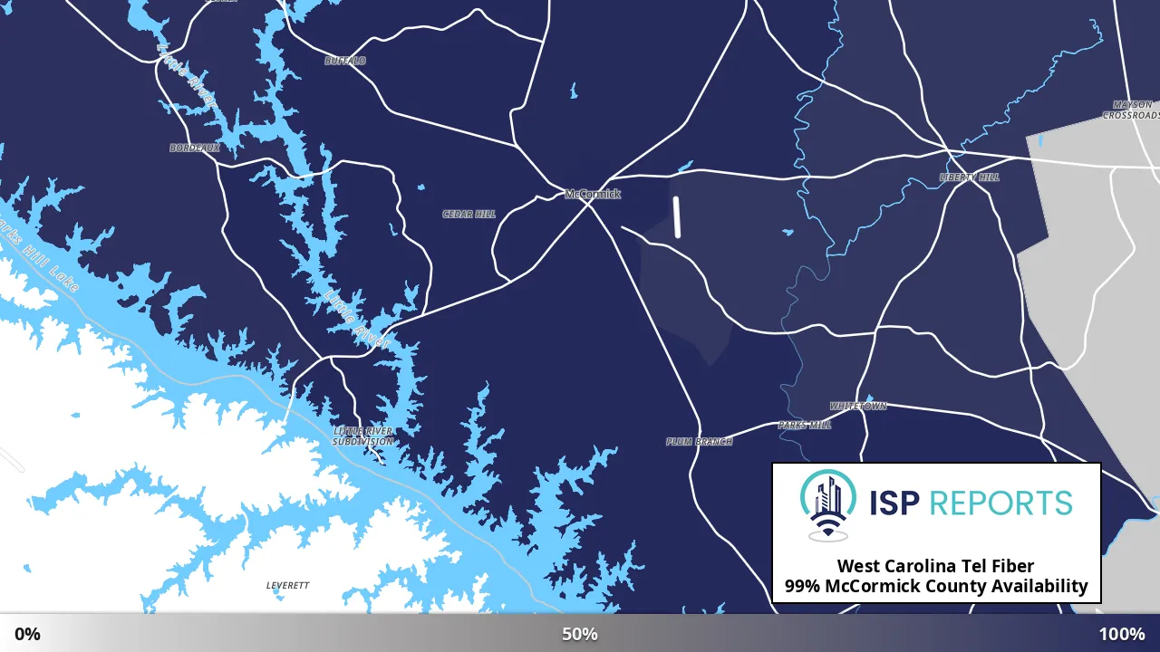 McCormick County, SC map of internet availability