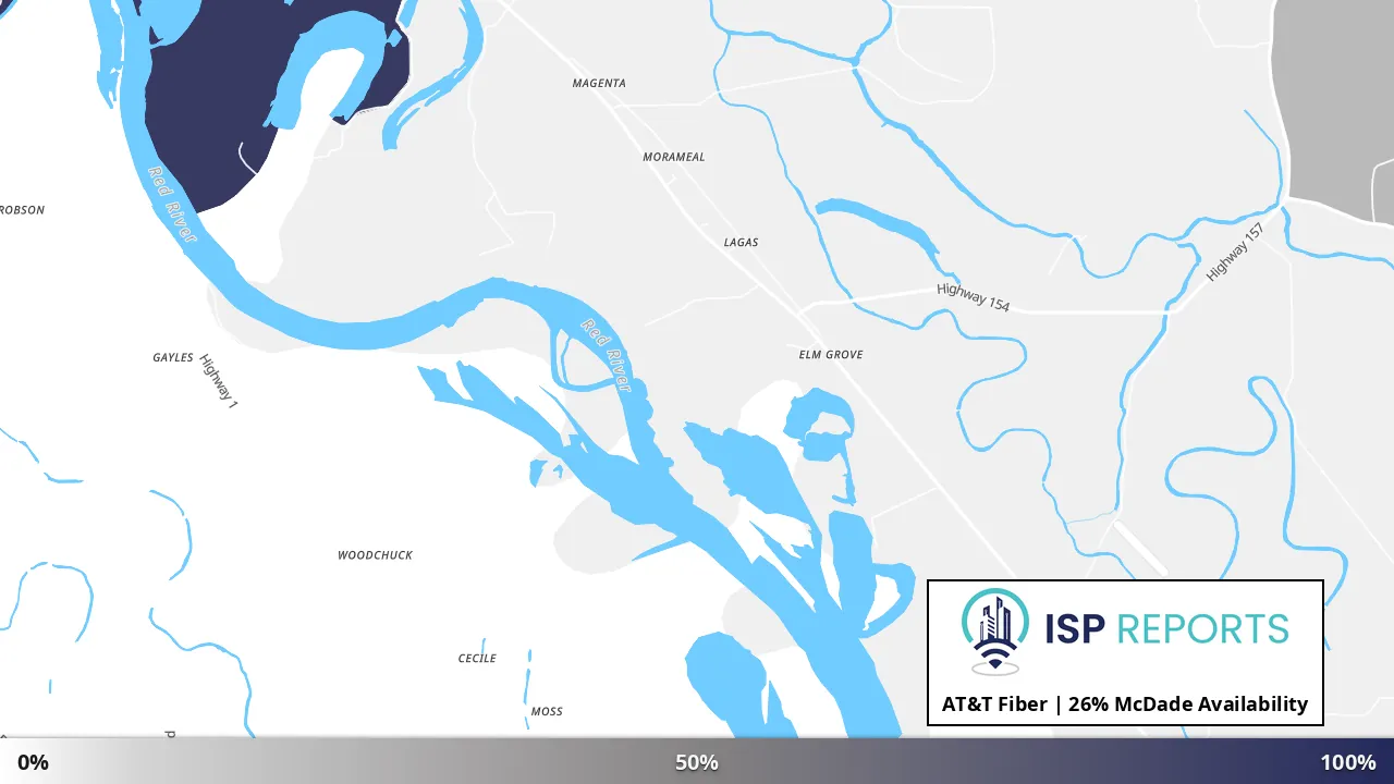 McDade, LA map of internet availability