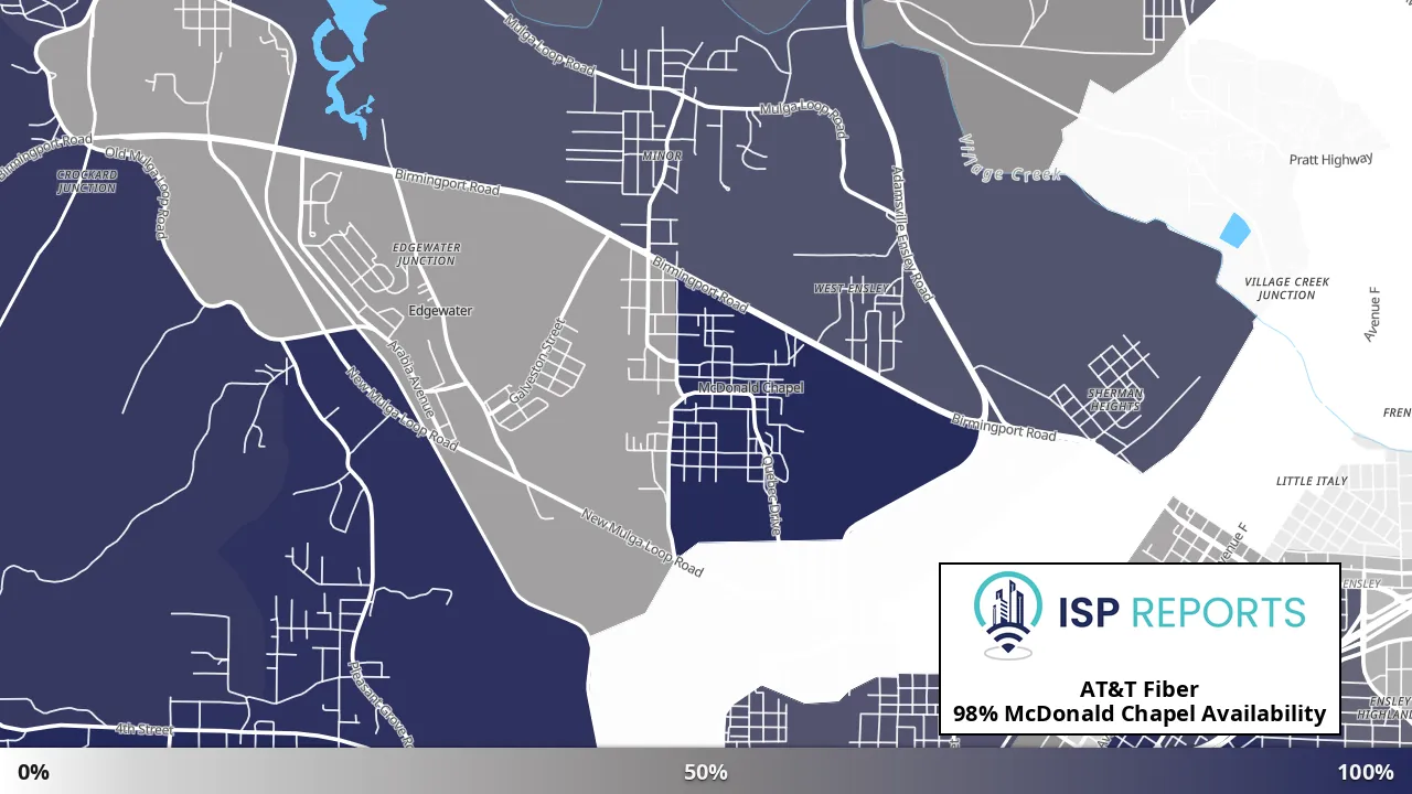 McDonald Chapel, AL map of internet availability