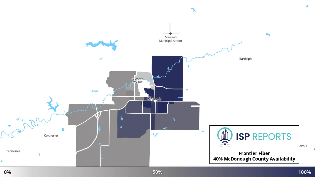 McDonough County, IL map of internet availability