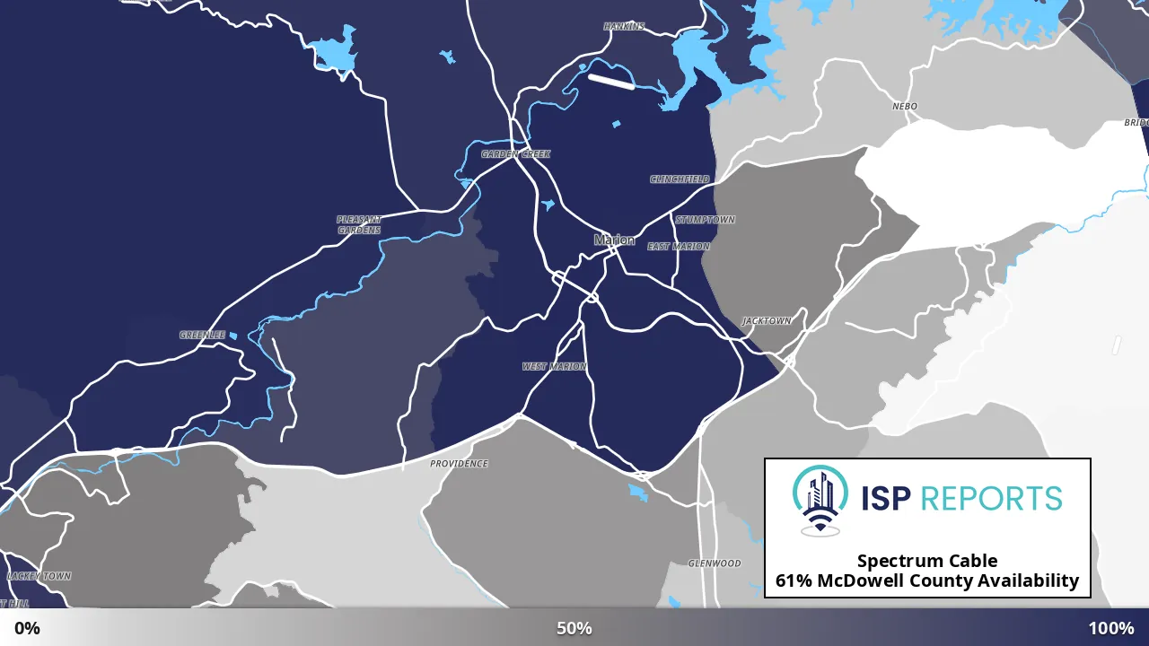McDowell County, NC map of internet availability