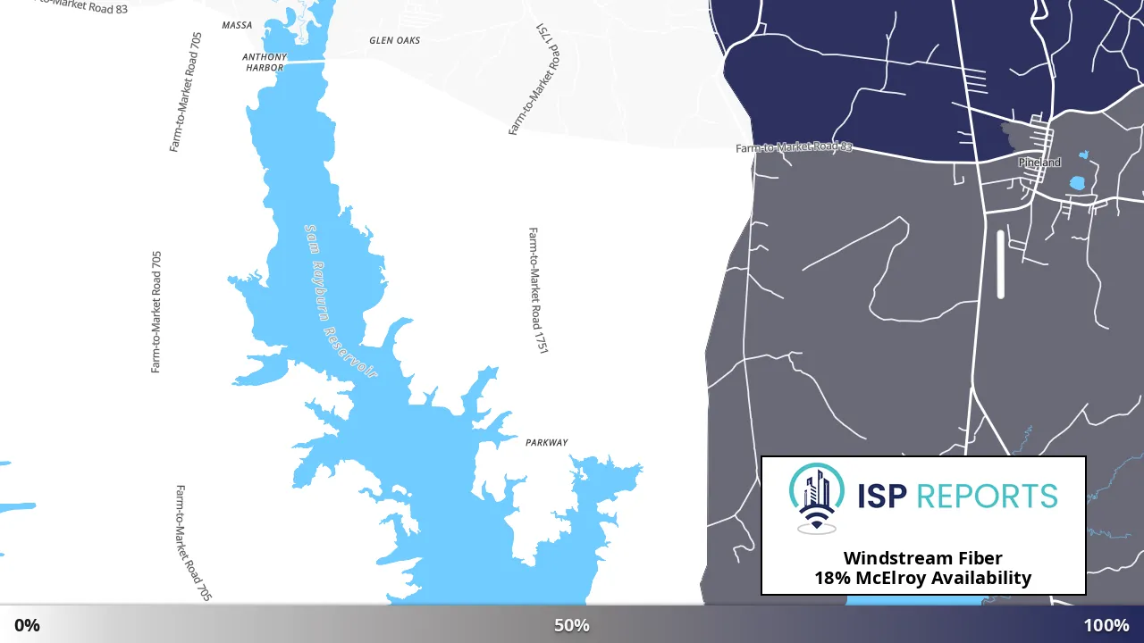 McElroy, TX map of internet availability