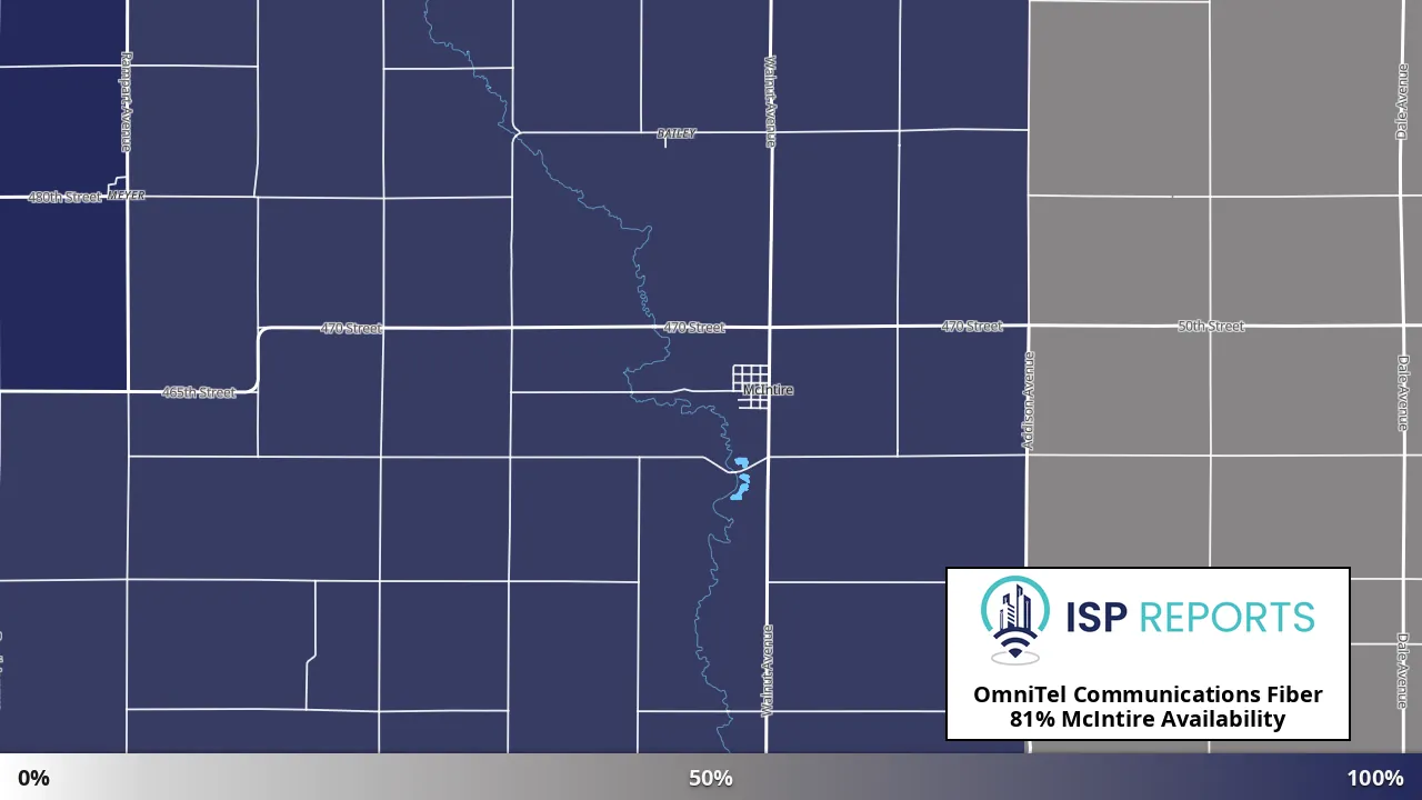 McIntire, IA map of internet availability