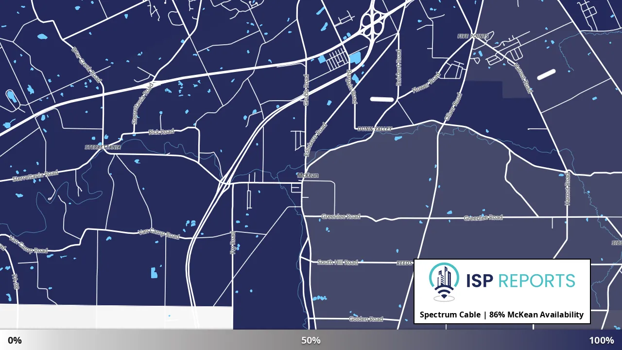 McKean, PA map of internet availability