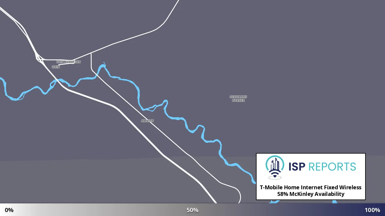 McKinley, WY map of internet availability