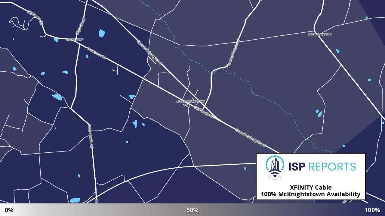 McKnightstown, PA map of internet availability