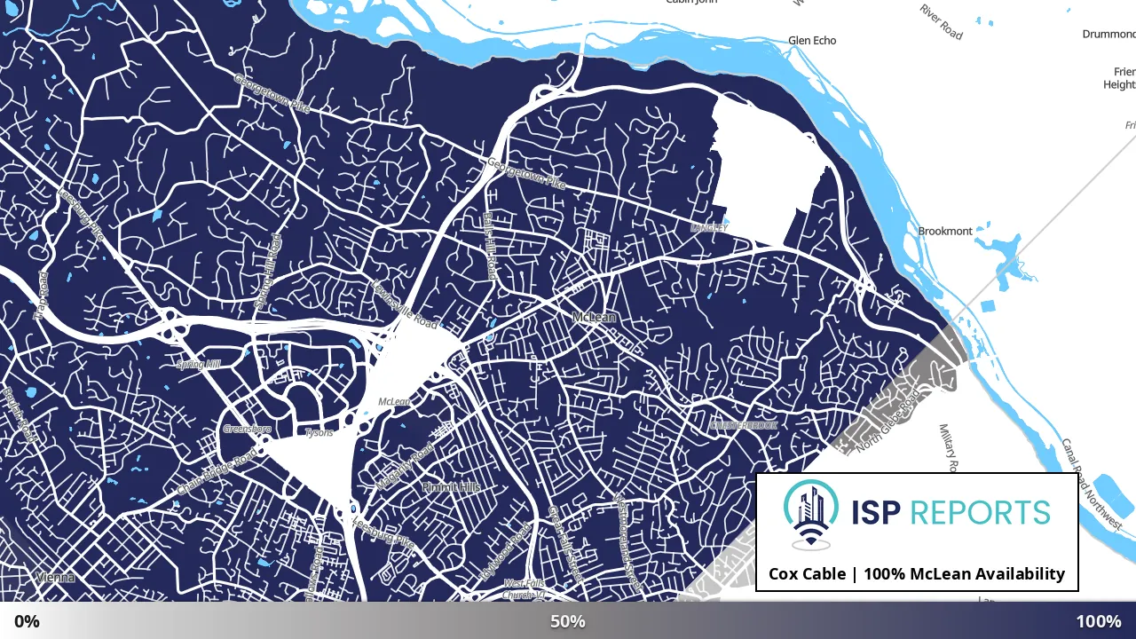 McLean, VA map of internet availability