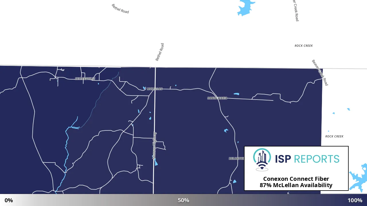 McLellan, FL map of internet availability