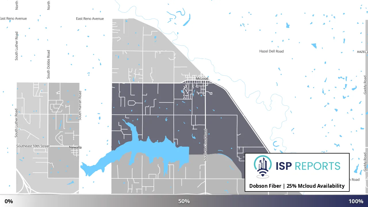 Mcloud, OK map of internet availability