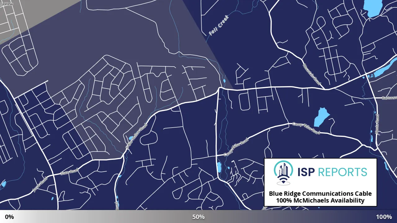 McMichaels, PA map of internet availability