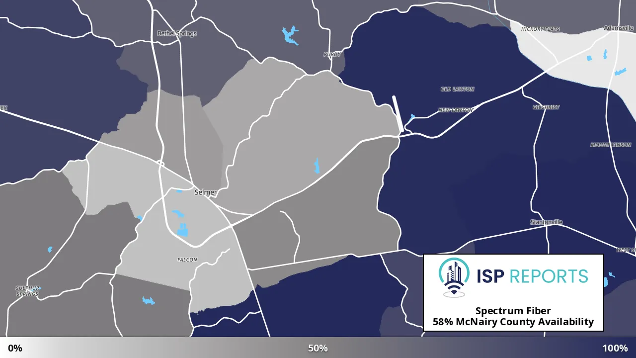 McNairy County, TN map of internet availability