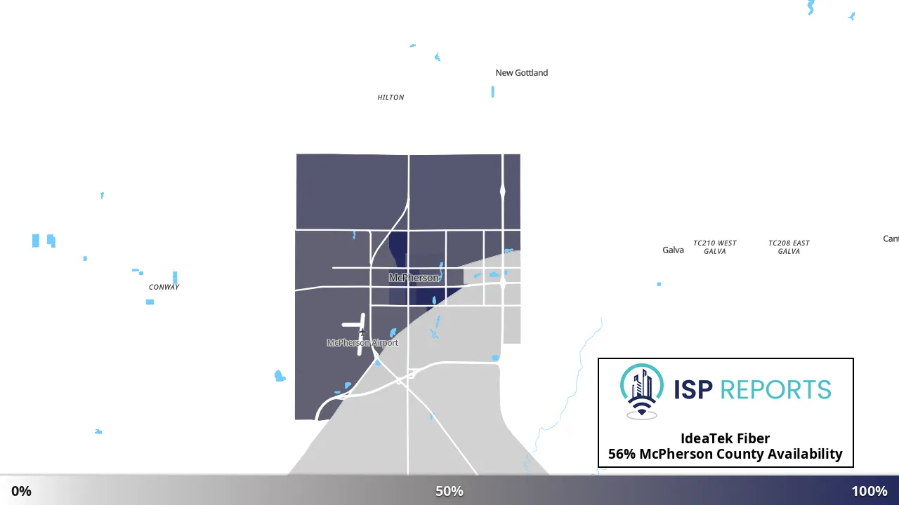 McPherson County, KS map of internet availability