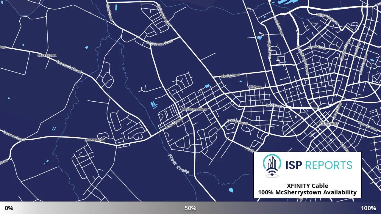 McSherrystown, PA map of internet availability
