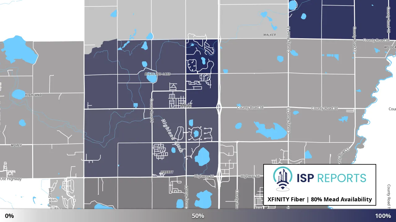 Mead, CO map of internet availability