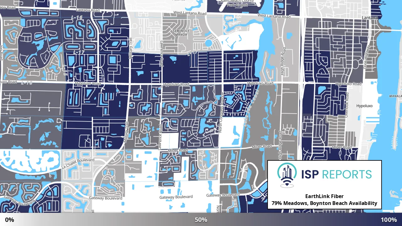 Meadows, Boynton Beach, FL map of internet availability