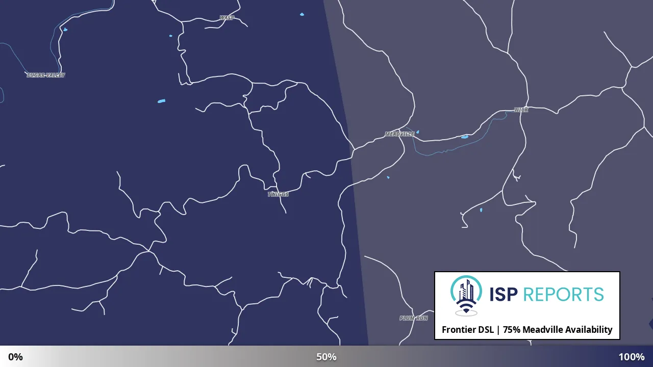 Meadville, WV map of internet availability