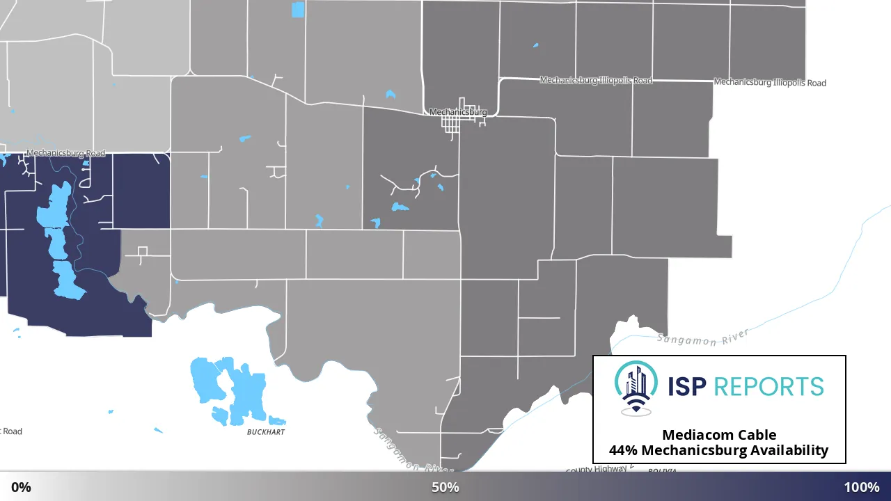 Mechanicsburg, IL map of internet availability