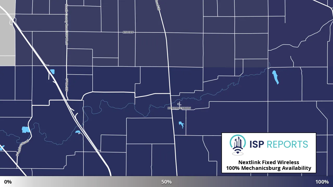 Mechanicsburg, IN map of internet availability